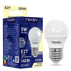 Лампа светодиодная Tokov Electric матовая шарик 5w цоколь E27 теплый свет