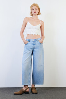 брюки джинсовые женские Джинсы barrel fit широкие с открытыми срезами Befree