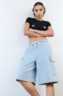 брюки (бриджи) джинсовые женские Шорты-бриджи джинсовые с накладными карманами Befree