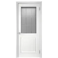 Дверь межкомнатная остекленная с замком и петлями в комплекте Ларго 2 80x200 см эмаль цвет светло-серый Без бренда