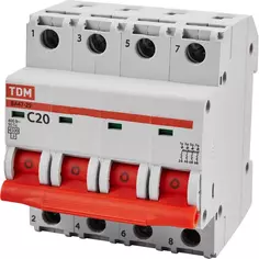 Автоматический выключатель TDM Electric ВА47-29 4Р C20 A 4.5 кА