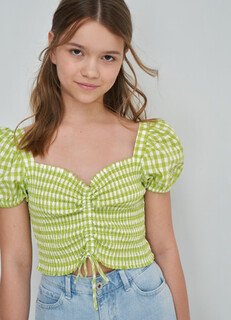 Блузка с коротким рукавом для девочек, Зеленый O'stin