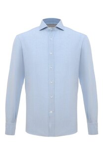 Сорочка из хлопка и льна Brunello Cucinelli