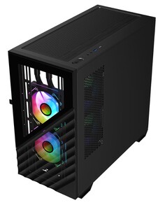 Корпус mATX 1STPLAYER DK D7 D7-BK-3F1 черный, без БП, боковая панель из закаленного стекла, USB 3.0, USB 2.0, audio