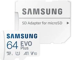 Карта памяти MicroSDXC 64GB Samsung MB-MC64KA/KR Evo Plus UHS-1 U1 A1 V10 с адаптером