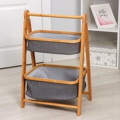 Полка - этажерка двухуровневая ladòm, 44,5×33,5×68,5 см, цвет серый