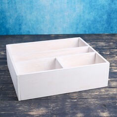 Ящик деревянный 34.5×30×10 см подарочный комодик, белая кисть Дарим Красиво