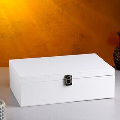 Подарочный ящик 34×21.5×10.5 см деревянный 3 отдела, с закрывающейся крышкой, белая кисть Дарим Красиво