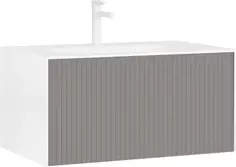 Тумба с раковиной белый матовый/бежевый матовый 80 см ORKA Cube 3000373