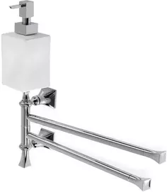 Полотенцедержатель с дозатором для жидкого мыла Stil Haus Prisma PR18D(08-BI) 43 см, поворотный, двойной, хром/белый