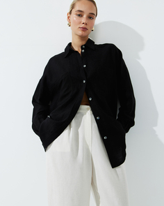 Рубашка изо льна черного цвета