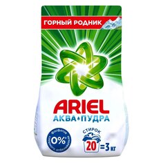 Стиральный порошок Ariel, 3 кг, автомат, для белого белья, Горный родник