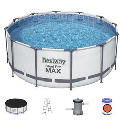 Бассейн каркасный Bestway, 366х122 см, Steel Pro Max, 56420BW, фильтр-насос, лестница, тент, 10250 л, ремкомплект