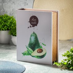 Шкатулка-фолиант искусственная кожа, 25х22х7 см, белая, Авокадо, Y4-5148