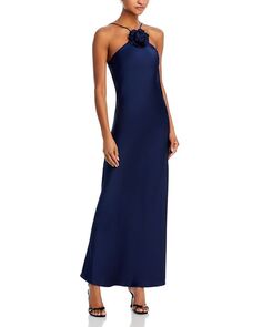 Цветочная аппликация&amp;;eacute; Атласное платье макси Moon River, цвет Blue