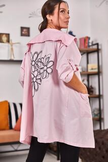 Женская сезонная куртка с пудровым узором на спине и цветочным принтом armonika, розовый