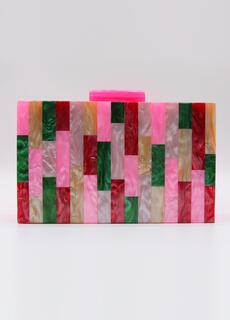 Акриловый клатч с цветными блоками KOKO COUTURE, розовый
