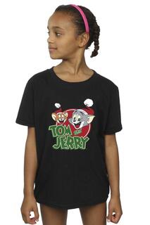 Хлопковая футболка с логотипом Christmas Hat Tom &amp; Jerry, черный