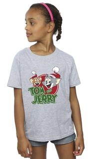 Хлопковая футболка с логотипом Christmas Hat Tom &amp; Jerry, серый