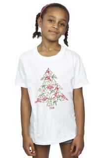 Хлопковая футболка «Рождественская елка» с изображением Мстителей Marvel, белый