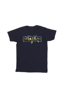 Хлопковая футболка с золотым логотипом Shazam Fury Of The Gods DC Comics, темно-синий
