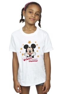 Хлопковая футболка со звездами Микки Мауса Disney, белый