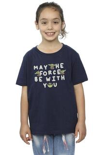 Хлопковая футболка Mandalorian Grogu «Да пребудет с тобой сила» Star Wars, темно-синий