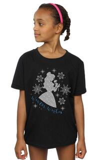 Хлопковая футболка с силуэтом Belle Winter Disney Princess, черный