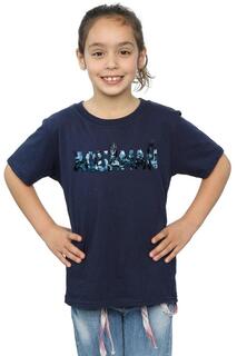 Хлопковая футболка с текстовым логотипом Aquaman DC Comics, темно-синий