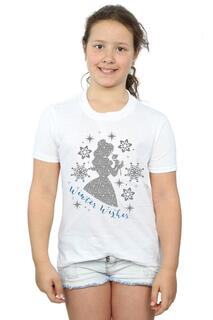 Хлопковая футболка с силуэтом Belle Winter Disney Princess, белый