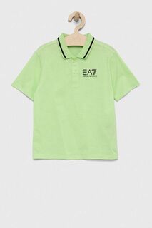 Рубашка-поло из детской шерсти EA7 Emporio Armani, зеленый