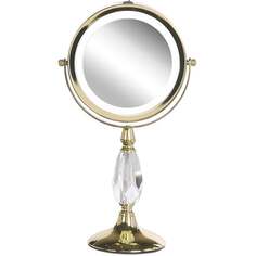 Косметическое зеркало со светодиодной подсветкой ø 18 см, золото MAURY, Beliani, золотой