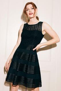Кружевное платье с плиссированной юбкой без рукавов Izabel London, черный