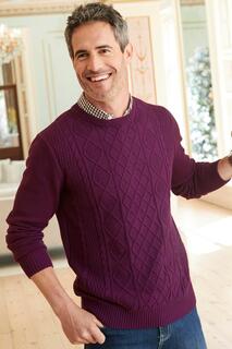 Джемпер-рубашка с круглым вырезом и воротником-стойкой Cotton Traders, фиолетовый