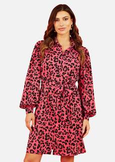 Mela Розовое платье-рубашка с длинными рукавами с животным принтом Apple