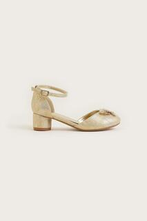 Туфли на каблуке из двух частей с кружевом и бабочкой Monsoon, золото