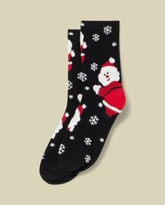 Длинные женские носки с рождественским мотивом Nymos, черный красный
