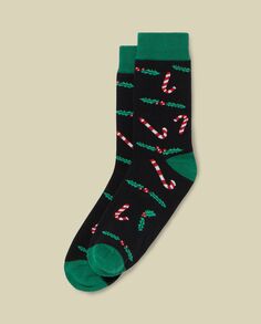 Длинные женские носки с рождественским мотивом Nymos, черный/зеленый