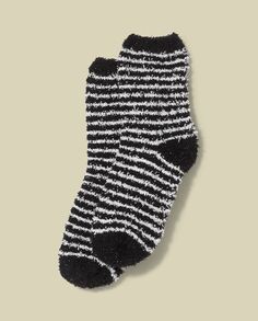 Полосатые женские носки из синели Nymos, черно-белый
