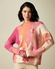 Женский трикотажный пуловер из смесовой шерсти Iwie, роза