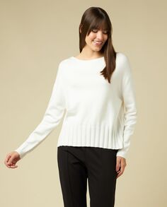 Женский пуловер из трикотажа из смесовой вискозы Iwie, белый