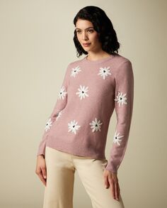 Женский пуловер из трикотажа с вышивкой Iwie, пыльно-розовый