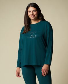 Женская футболка для фитнеса с длинными рукавами из чистого хлопка Curvy Rosa Thea, темно-зеленый