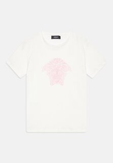 Футболка с принтом Glitter Medusa Print Versace, цвет bianco/tutù pink