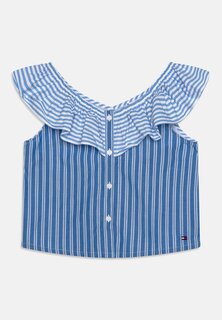 Блузка Mixed Stripe Frill Top Tommy Hilfiger, цвет blue spell/white