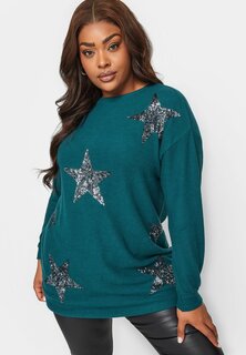 Свитер Sequin Star Yours Clothing, бирюзовый