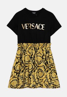 Платье из джерси Baroque Dress Kids Logo Print Versace, цвет black/gold