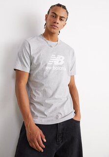 футболка с принтом Essentials Stacked Logo New Balance, цвет athletic grey