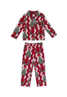 Пижама Wreath Tree Stripe Print Set Chelsea Peers, красный