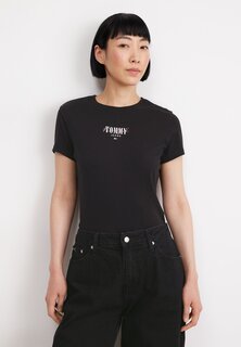 футболка с принтом Slim Essential Logo Tee Tommy Jeans, черный
